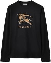 Burberry - Long-Sleeved Equestrian-Knight Design T-Shirt - Lyst