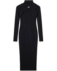 Off-White c/o Virgil Abloh - Off Stamp Ribbed Midi Dress - Lyst