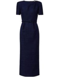 Roland Mouret - Belted Boucle Midi Dress - Lyst