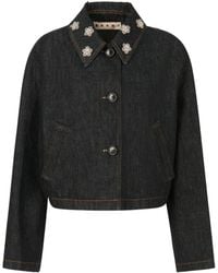 Marni - Daisy Appliqué Denim Jacket - Lyst