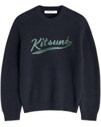 Maison Kitsuné - Maison Kitsuné Logo Embroidered Knit Jumper - Lyst