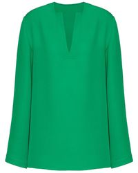 Valentino - V-Neck Silk Blouse - Lyst