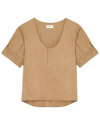 Saint Laurent - Henley U-Neck Blouse - Lyst