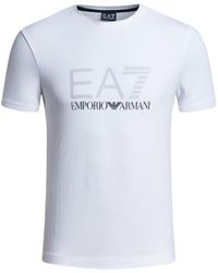 EA7 - Round-Necked T-Shirt - Lyst