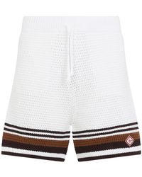 CASABLANCA - Crochet-Knit Stripe Drawstring Shorts - Lyst