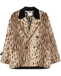 forte_forte - Leopard-Print Double-Breasted Coat - Lyst