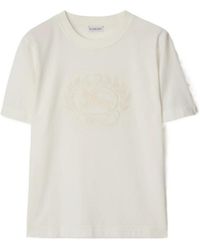 Burberry - Logo Embroidered Crewneck T-Shirt - Lyst