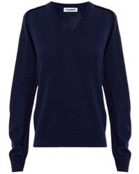 Jil Sander - Cutout V-Neck Knitted Sweater - Lyst