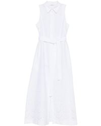 P.A.R.O.S.H. - Belt Pointelle Cotton Maxi Dress - Lyst
