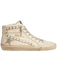 Golden Goose - Slide With Metallic Leather Star And Leather Flash With Stars - Lyst