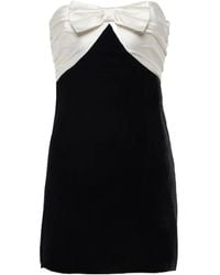 Alessandra Rich - Bow-Detail Strapless Velvet Minidress - Lyst