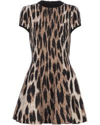 Balmain - Leopard Jacquard-Effect Dress - Lyst