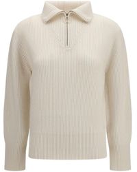 forte_forte - Ribbed-Knit Zip-Collar Sweater - Lyst