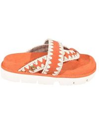 Mou - Contrast Stitch Platform Flip Flops - Lyst