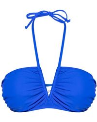 Ganni - Halterneck Ruched Bikini Top - Lyst