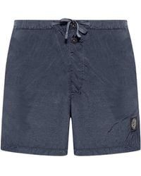 Stone Island - Compass Logo-Patch Swim Shorts - Lyst