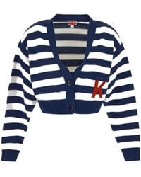 KENZO - Cropped Striped Cardigan - Lyst
