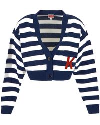 KENZO - Cropped Striped Cardigan - Lyst