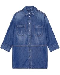 Ganni - Short-Sleeved Denim Shirt - Lyst