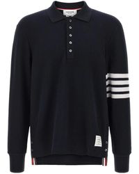 Thom Browne - Bar Long-Sleeved Polo Shirt - Lyst