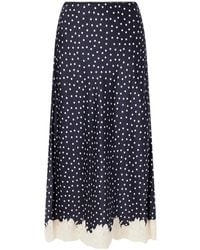 RIXO London - Matilde Lace-Trimmed Polka-Dot Satin Midi Skirt - Lyst