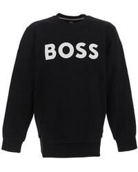 BOSS - Boss Logo Printed Crewneck Sweatshirt - Lyst