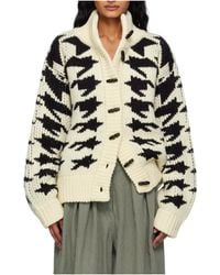 OPEN YY - Hound's Tooth Star Cowichan Cardigan - Lyst