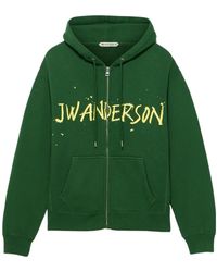JW Anderson - Jw Anderson Logo Printed Zip-Up Hoodie - Lyst