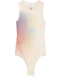 Courreges - Courrèges Aura Logo Plaque Tulle Bodysuit - Lyst