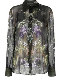 Alberta Ferretti - Floral-Printed Long-Sleeved Shirt - Lyst
