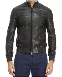 Armani Jeans - Zippered Leather Jacket - Lyst