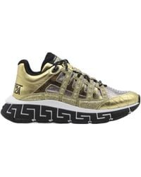 Versace - Trigreca Metallic-Effect Sneakers - Lyst