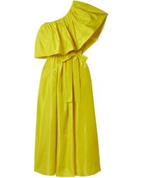 Adam Lippes - One-Shoulder Ruffled Midi Dress - Lyst