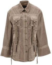 Blumarine - Eyelet-Detailed Denim Jacket - Lyst