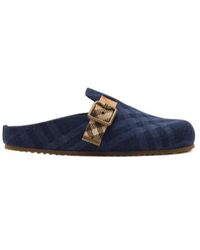 Burberry - Urchin Checked Buckle Flat Mules - Lyst
