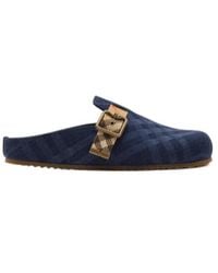 Burberry - Urchin Checked Buckle Flat Mules - Lyst