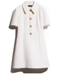 Gucci - Crêpe Wool Dress With Double G Button - Lyst
