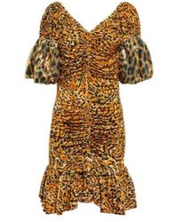 Rabanne - Embellished Animal-Print Ruched Minidress - Lyst