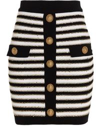 Balmain - High-Waisted Buttoned Knit Skirt For - Lyst