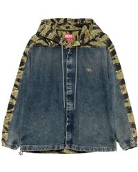DIESEL - Camouflage-Panel Drawstring Denim Jacket - Lyst