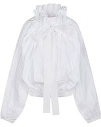 Patou - Puff-Sleeved Ruffled Poplin Blouse - Lyst