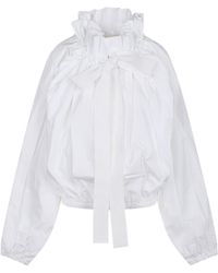 Patou - Puff-Sleeved Ruffled Poplin Blouse - Lyst