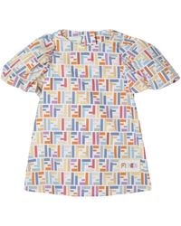 Fendi - Ff-Logo Puff-Sleeve Dress - Lyst