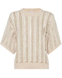 Brunello Cucinelli - Short-Sleeved Open-Knitted Jumper - Lyst