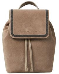 Brunello Cucinelli - Logo Embossed Drawstring Backpack - Lyst