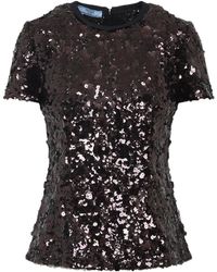 Prada - Sequin Embellished Crewneck T-Shirt - Lyst