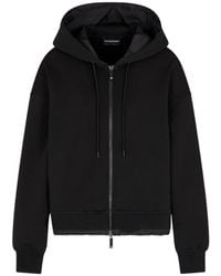 Emporio Armani - Zip-Up Quilted-Hem Hoodie - Lyst