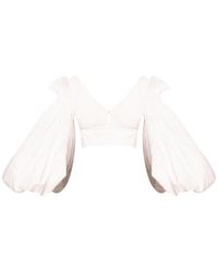 Loewe - Balloon-Sleeves Cropped Top - Lyst