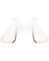 Loewe - Balloon-Sleeves Cropped Top - Lyst