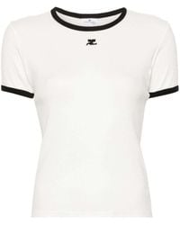 Courreges - Courrèges Contrast Cotton T-Shirt - Lyst